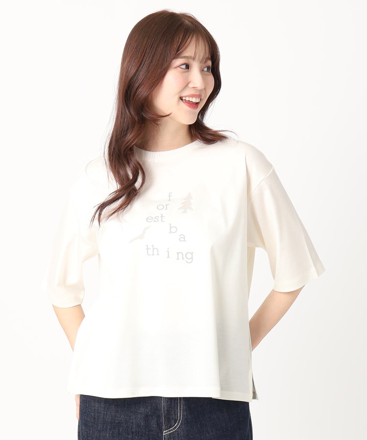 ポーシャル(poushal)の【洗える・コットン】五分袖ロゴTシャツ7