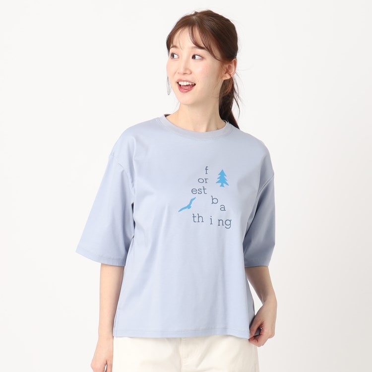 ポーシャル(poushal)の【洗える・コットン】五分袖ロゴTシャツ Ｔシャツ