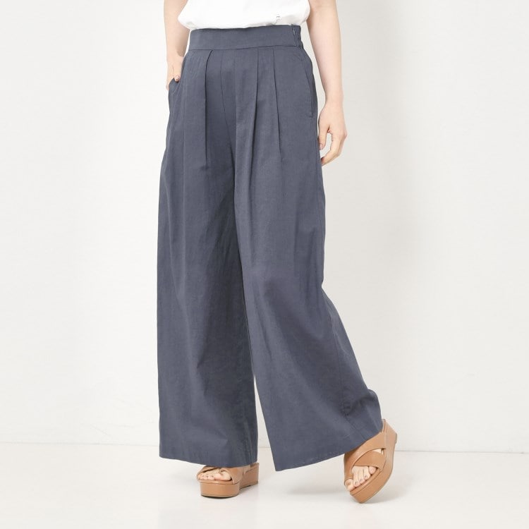 ポーシャル(poushal)の【コットンリネン素材・SET－UP可】ワイドガウチョパンツ フルレングスパンツ