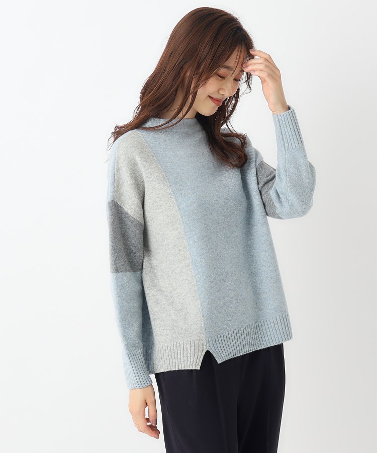 OFF‐WHITE☆プルオーバー 中厚ニット マルチカラーデザイン 配色ラインアクセントニットプルオーバー/日本製(ニット