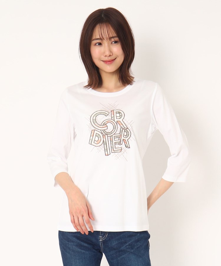  CORDIER(コルディア) パッチワーク刺繍ロゴTシャツ