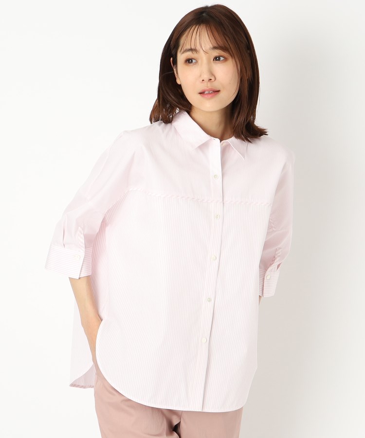 コルディア(CORDIER)の上品着映えシャツ/ミックスストライプシャツ ピンク(370)