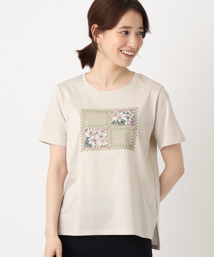 コルディア(CORDIER)のプリント&刺繍デザインラグジュアリーTシャツ ナチュラル(050)