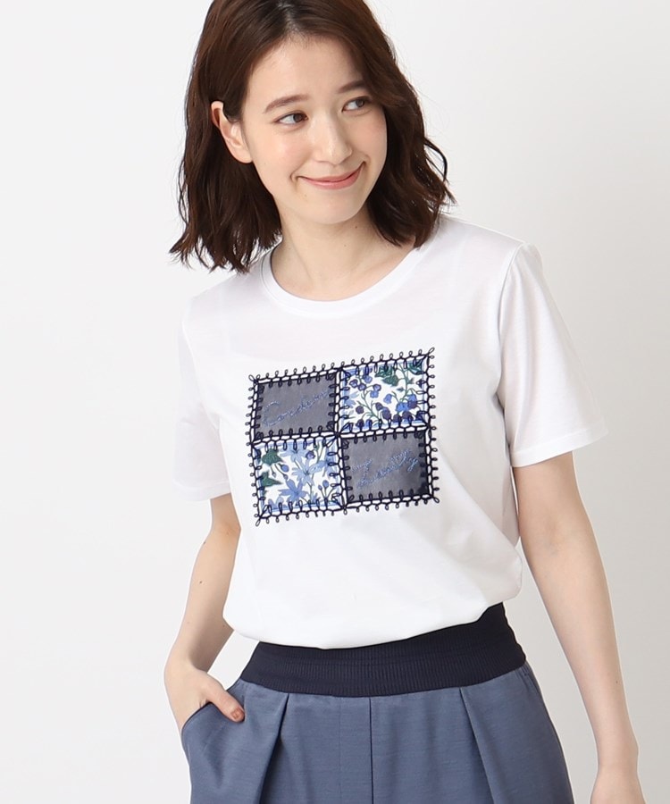 コルディア(CORDIER)のプリント&刺繍デザインラグジュアリーTシャツ クリスタル/透明(109)