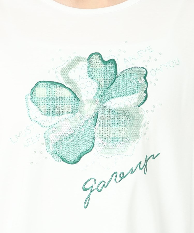 コルディア(CORDIER)のフラワーモチーフ スパンコール＆刺繍Tシャツ7
