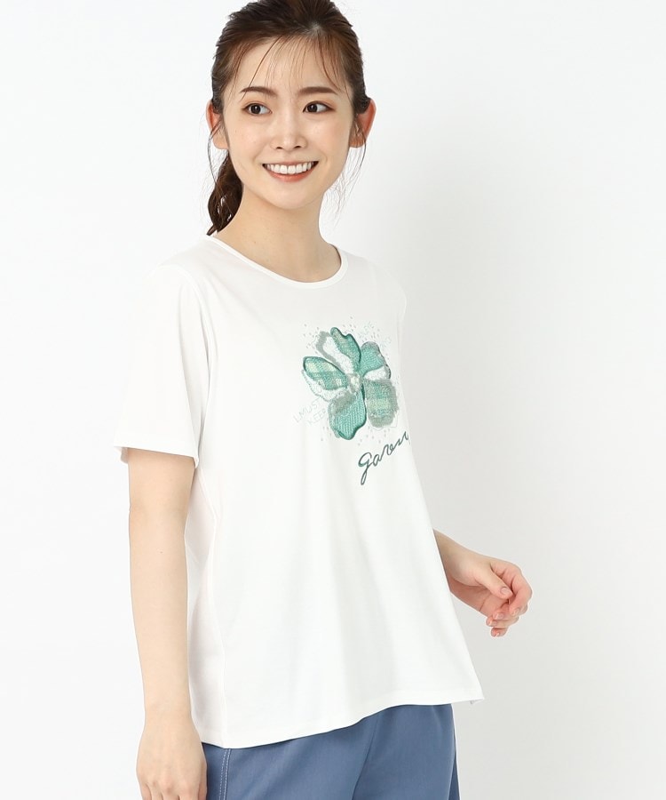 コルディア(CORDIER)のフラワーモチーフ スパンコール＆刺繍Tシャツ8