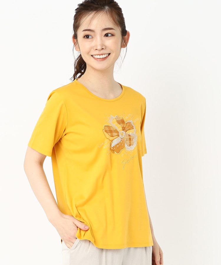 コルディア(CORDIER)のフラワーモチーフ スパンコール＆刺繍Tシャツ12