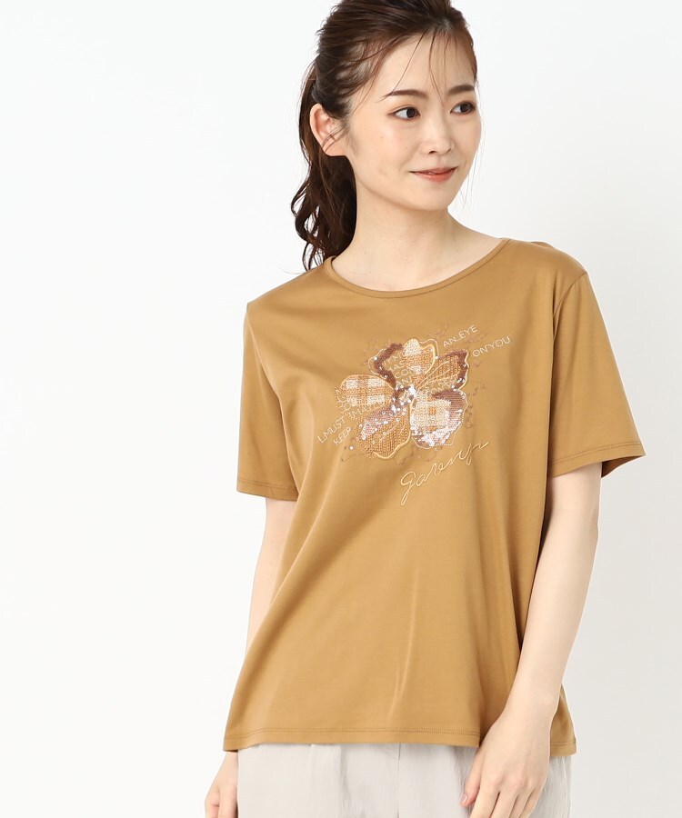 コルディア(CORDIER)のフラワーモチーフ スパンコール＆刺繍Tシャツ16