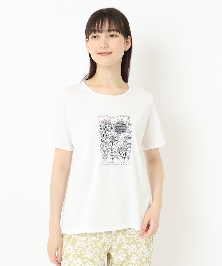 花柄刺繍フェミニンTシャツ(Tシャツ) | CORDIER(コルディア 花柄刺繍フェミニンTシャツ(Tシャツ) | CORDIER(コルディア