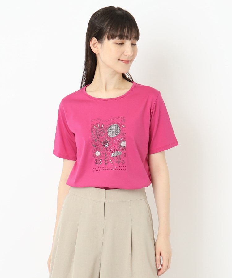 花柄刺繍フェミニンTシャツ(Tシャツ) | CORDIER(コルディア 花柄刺繍フェミニンTシャツ(Tシャツ) | CORDIER(コルディア
