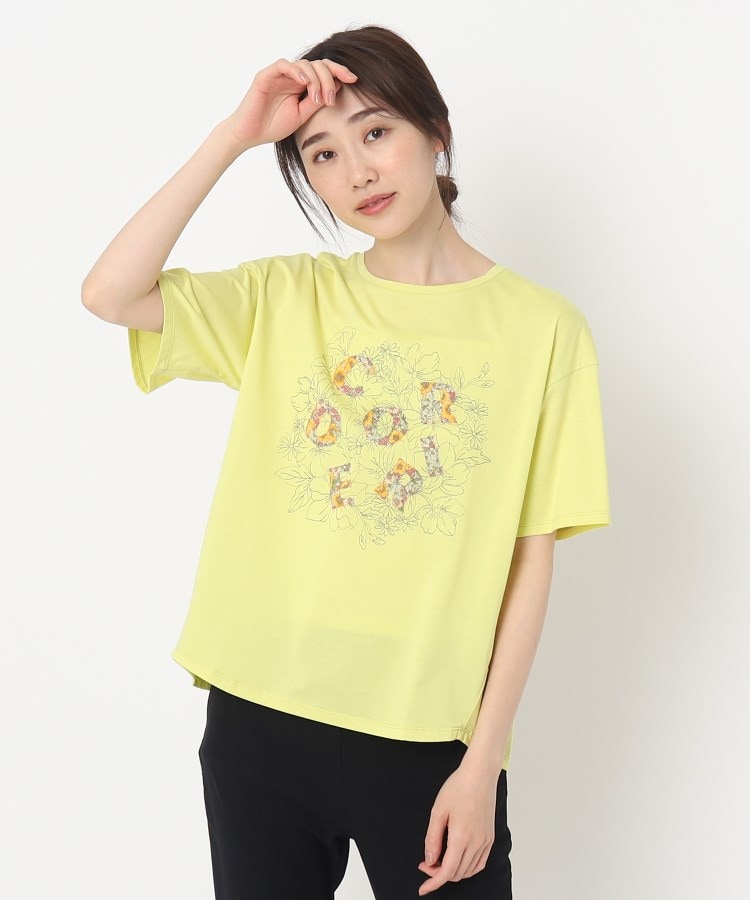 コルディア(CORDIER)の花柄プリントロゴTシャツ ライトイエロー(030)