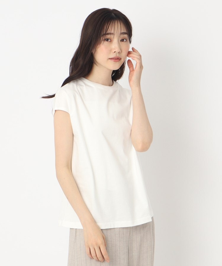 コルディア(CORDIER)の大人の身体をキレイ見せM~3Lサイズ／NEWベーシックTシャツ ホワイト(002)