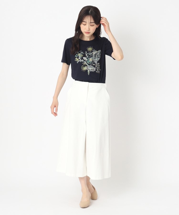 M~4Lサイズ】フラワープリント&刺繍Tシャツ(カットソー M~4Lサイズ】フラワープリント&刺繍Tシャツ(カットソー