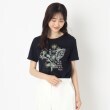 コルディア(CORDIER)の【M~4Lサイズ】フラワープリント＆刺繍Tシャツ ネイビー(094)