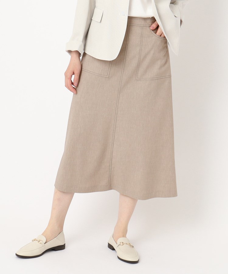 コルディア(CORDIER)の【M～4Lサイズ／ストレッチ／セットアップ】アサレック デニムライクスカート モカブラウン(042)