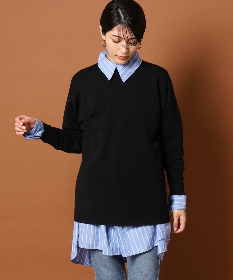 【美品】バトナー ローゲージセーター 2 紺 レディース BATONER