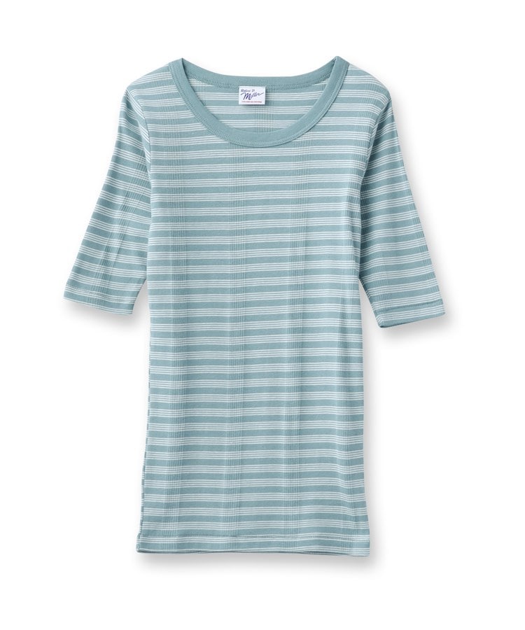 ドレステリア(レディース)(DRESSTERIOR(Ladies))のRobert．P．Miller（ロベルト・ピー・ミラー）パネルリブ 5分袖Tシャツ　822C サックスブルー(390)