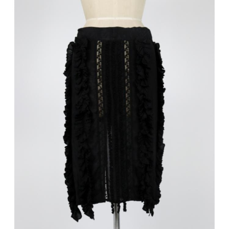 ドレステリア(レディース)(DRESSTERIOR(Ladies))のcrinkle crinkle crinkle（クリンクルクリンクルクリンクル）frill rayon shantung エプロンスカート ミモレスカート