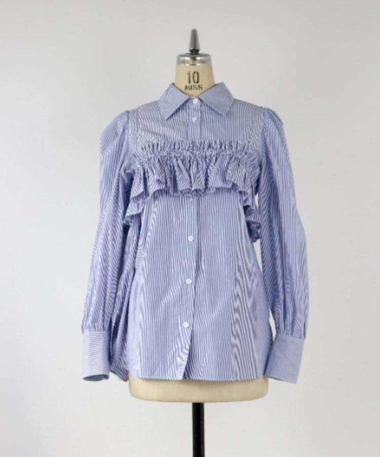 ドレステリア(レディース)(DRESSTERIOR(Ladies))の◆crinkle crinkle crinkle（クリンクルクリンクルクリンクル）gathered cami パフスリーブシャツ ブルー(091)