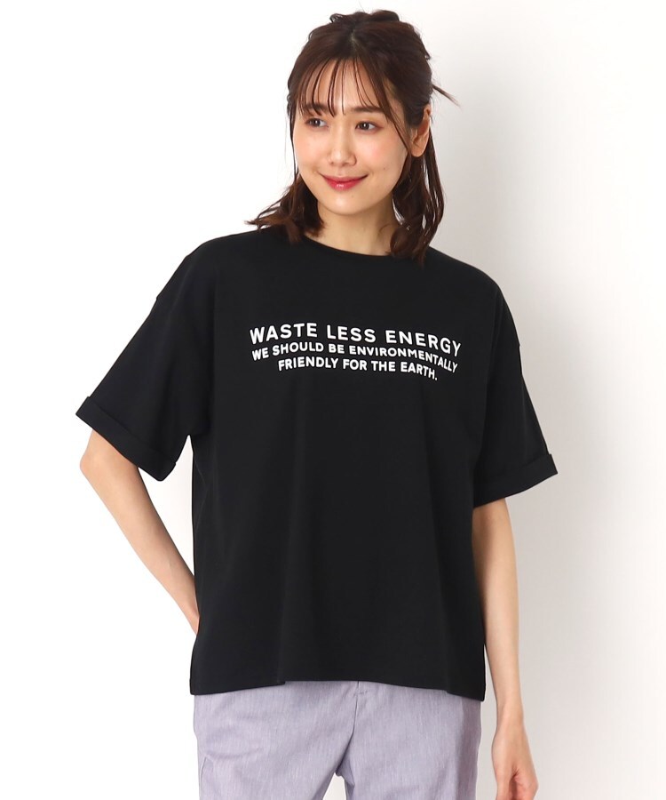 ルイシャンタン(Lui Chantant)の【洗える/日本製】エコメッセージロゴＴシャツ ブラック(019)