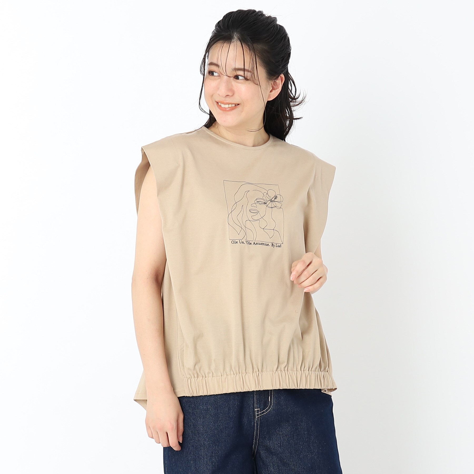 ルイシャンタン(Lui Chantant)の【刺繍/洗える/日本製】ロコガールTシャツ ベージュ(052)