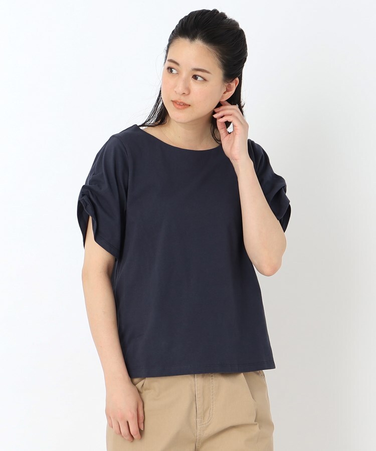 ルイシャンタン(Lui Chantant)の【洗える】タック袖Tシャツ ライトブルー(091)