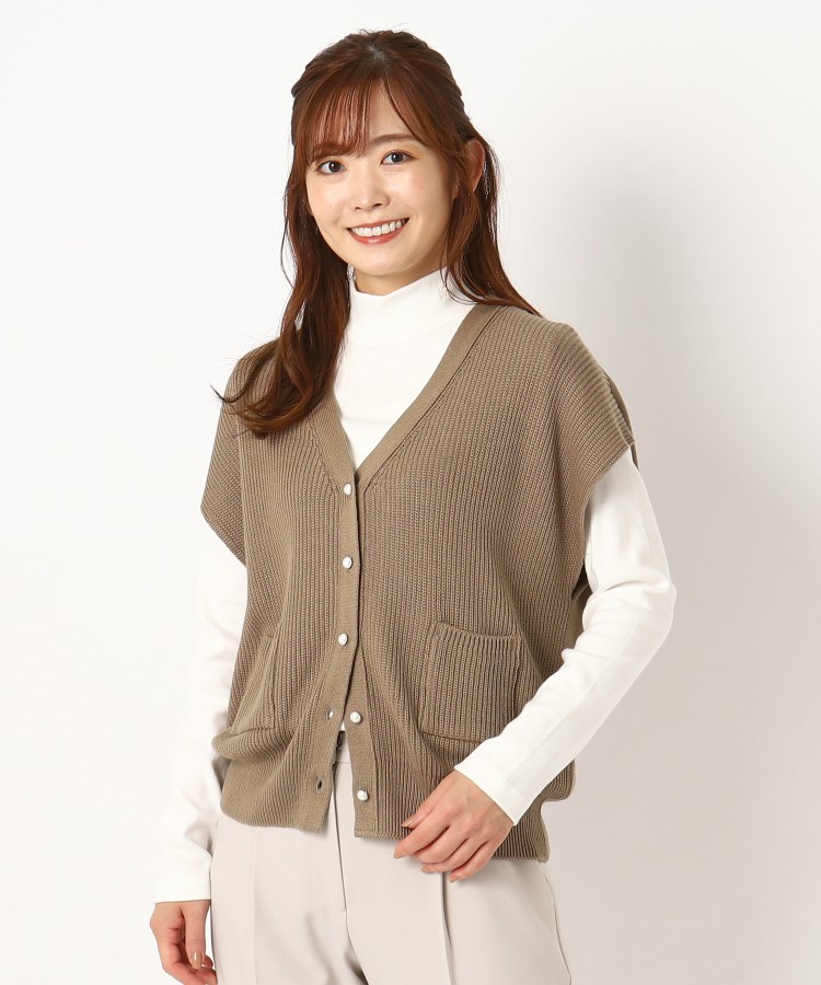 ルイシャンタン(Lui Chantant)の【洗える／日本製／ナチュラル感】ドラロンメンニットベスト ベージュ(052)