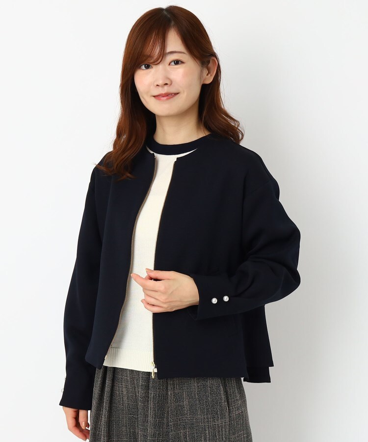 ルイシャンタン(Lui Chantant)の【日本製／洗える】軽いジャカードブルゾン ブラック(019)
