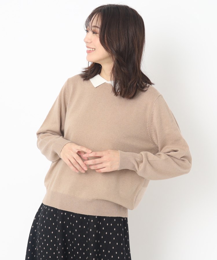 ルイシャンタン(Lui Chantant)の【配色衿／ニット】プルオーバー グレージュ(550)