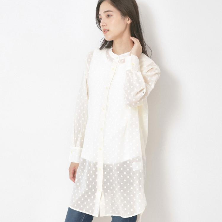 ルイシャンタン(Lui Chantant)の【日本製／コットン】ドットボイルとローンロングシャツ シャツ・ブラウス