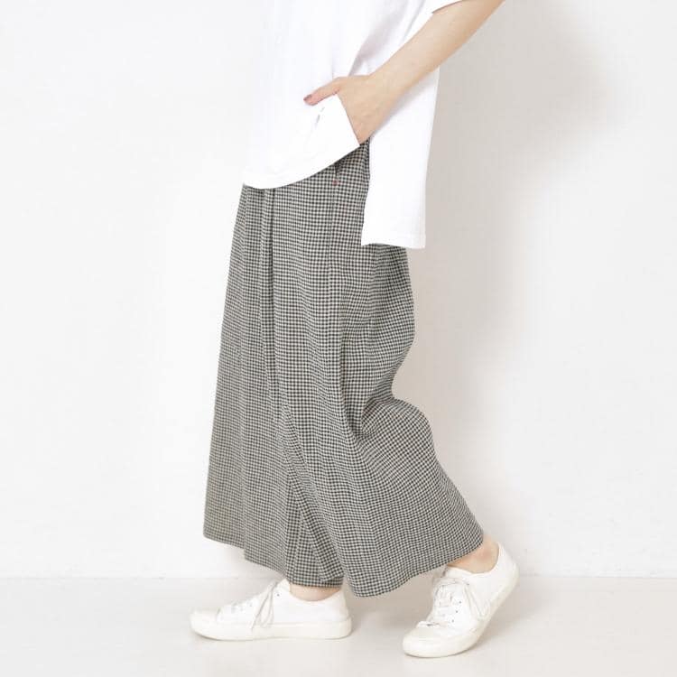 ルイシャンタン(Lui Chantant)の【日本製／洗える／らくちん】リネンコットンパンツ 6～9分丈パンツ