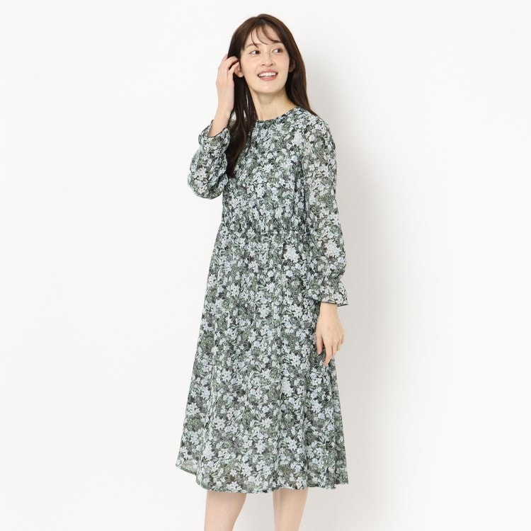 ルイシャンタン(Lui Chantant)の【洗える／日本製】フラワーシフォンワンピース ミドルワンピース