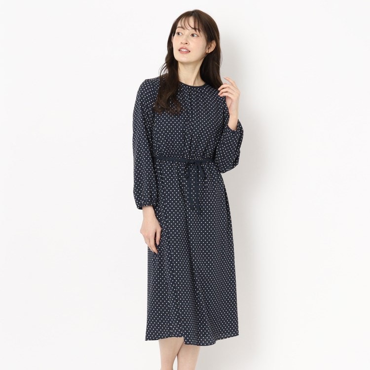ルイシャンタン(Lui Chantant)の【洗える／日本製】ドット柄フレアシルエットワンピース ミドルワンピース