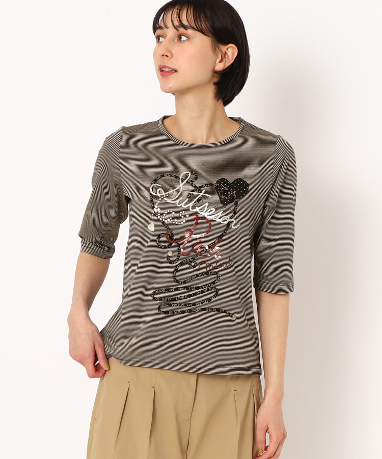 スチェッソ(SUTSESO　)の大人の着映えTシャツ/刺繍＆スパンコール ハートデザインTシャツ15