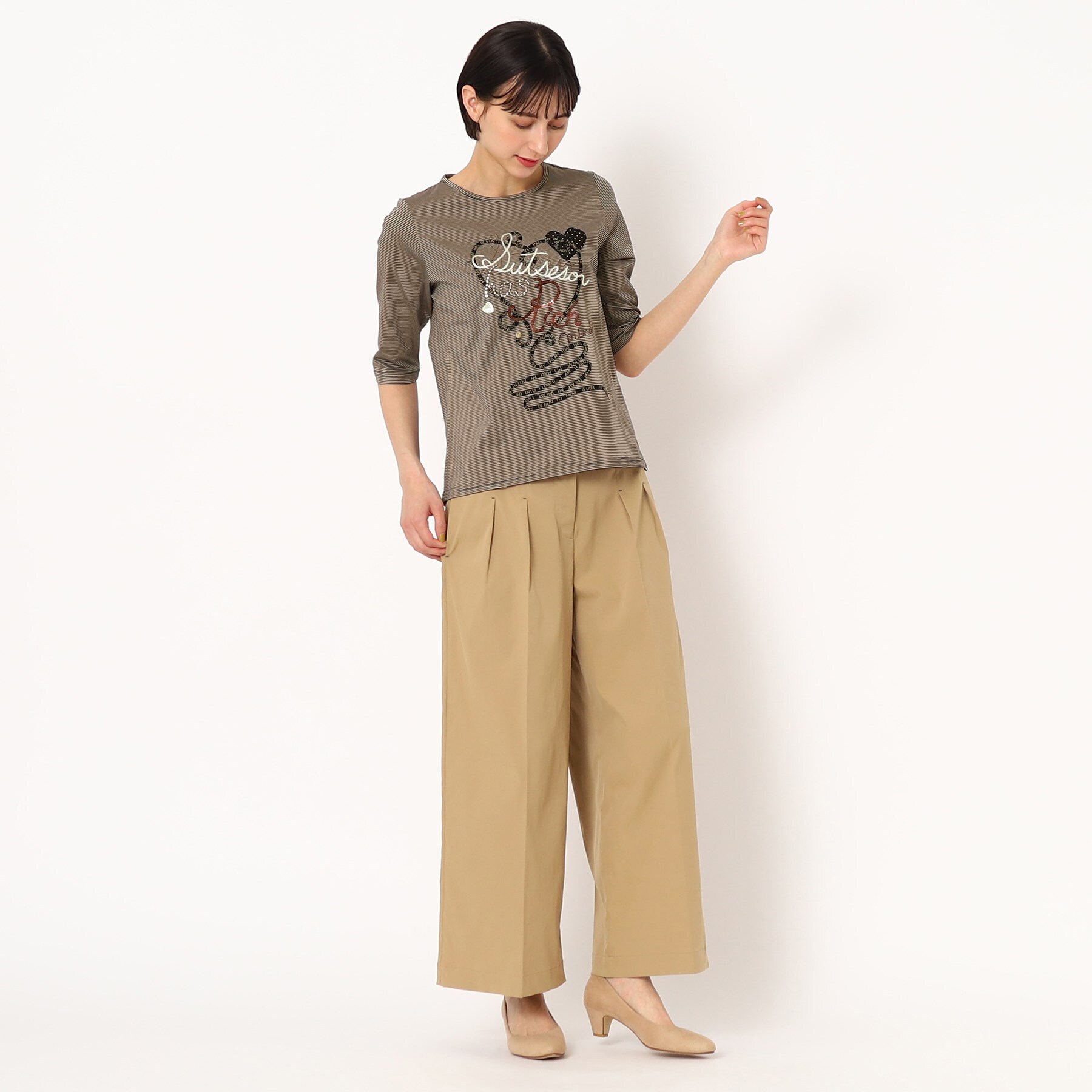 スチェッソ(SUTSESO　)の大人の着映えTシャツ/刺繍＆スパンコール ハートデザインTシャツ17