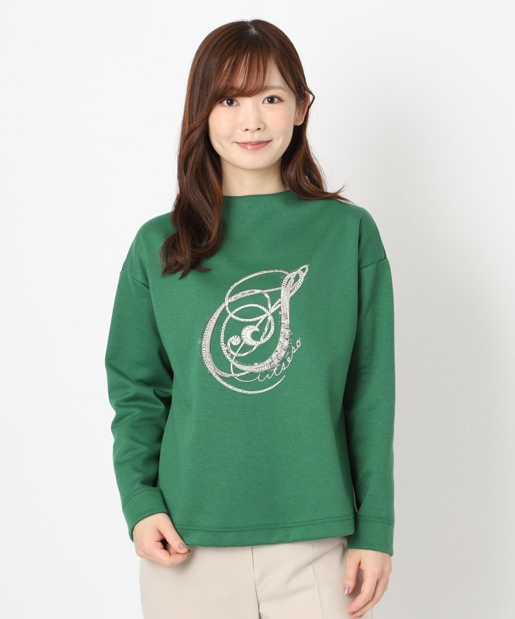コルディア/スチェッソ(CORDIER/SUTSESO)のステッチ刺繍デザインダンボールジャージプルオーバー グリーン(022)