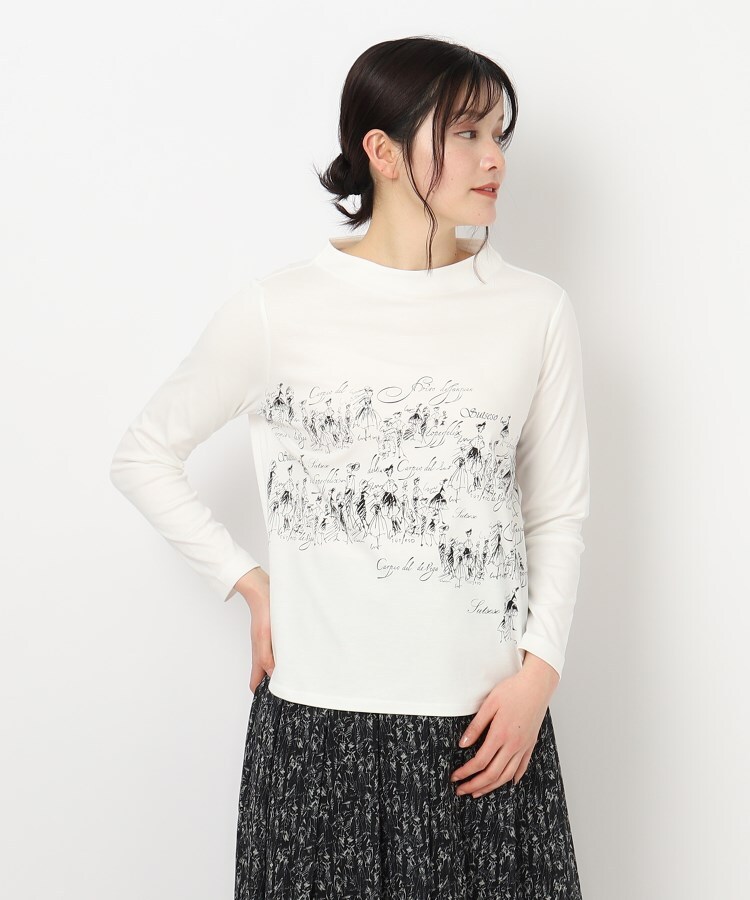 コルディア/スチェッソ(CORDIER/SUTSESO)のドローイングデザイン長袖Tシャツ ホワイト(002)