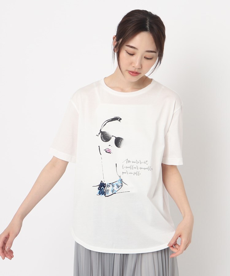 コルディア/スチェッソ(CORDIER/SUTSESO)のアーティスティックプリントTシャツ ホワイト(001)
