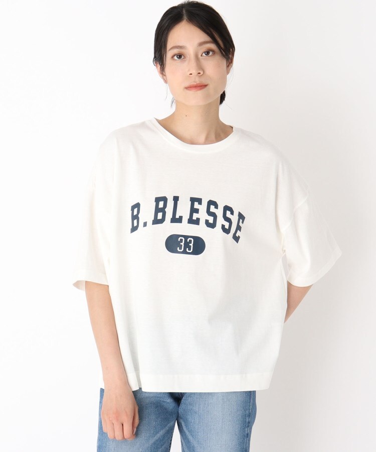  BLESSE BLIGE(ブレスブリージュ) 【汗ジミ防止/洗える】カレッジロゴTシャツ