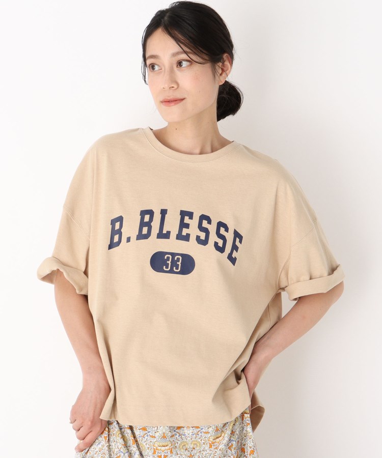  BLESSE BLIGE(ブレスブリージュ) 【汗ジミ防止/洗える】カレッジロゴTシャツ
