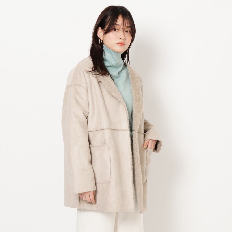 フェイクムートン切替ミディコート ノーカラーコート The Shop Tk Women ザショップティーケー ワールド オンラインストア World Online Store