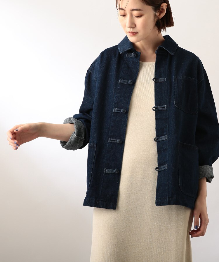 ＜WORLD＞ THE SHOP TK(Women)(ザ ショップ ティーケー（ウィメン）) 【トレンド】デニムチャイナジャケット画像