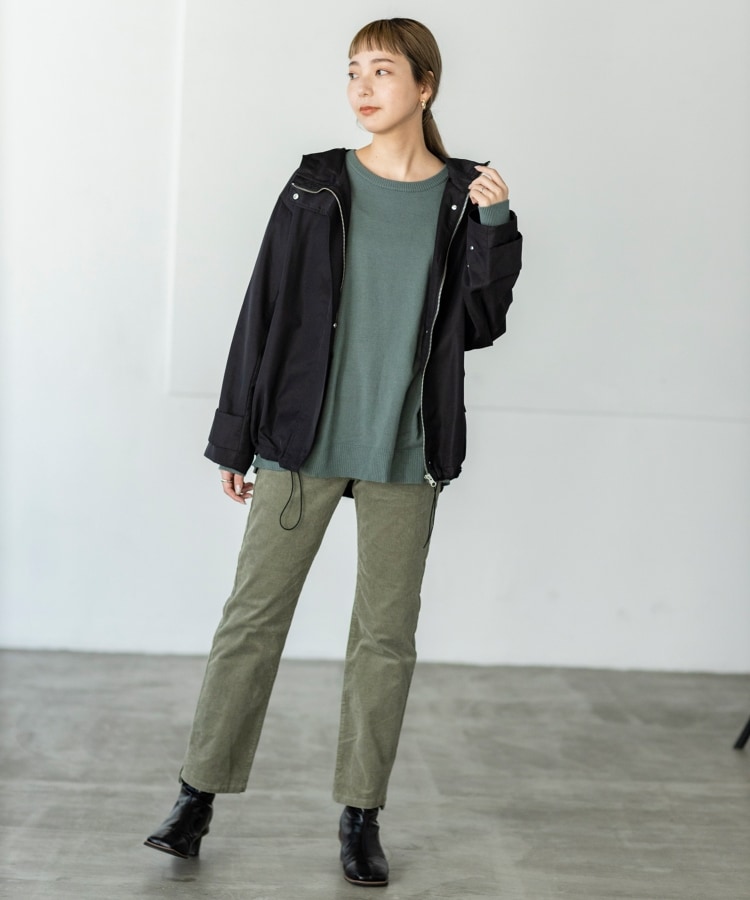 ザZARA パンツ テーパード ストレッチ 裾スリット 黒 L 大きいサイズ