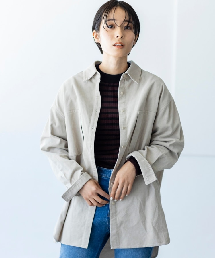  THE SHOP TK(Women)(ザ ショップ ティーケー（ウィメン）) 【CLUEL 10月号掲載】【ビッグシルエット】コーデュロイワークシャツ