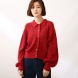 ザ ショップ ティーケー（ウィメン）(THE SHOP TK(Women))の◆【レトロビンテージ風】透かし編み襟付きカーディガン レッド(062)