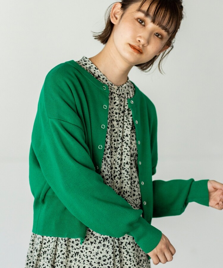 ＜WORLD＞ THE SHOP TK(Women)(ザ ショップ ティーケー（ウィメン）) 【豊富なカラー展開】スナップボタンカーディガン画像