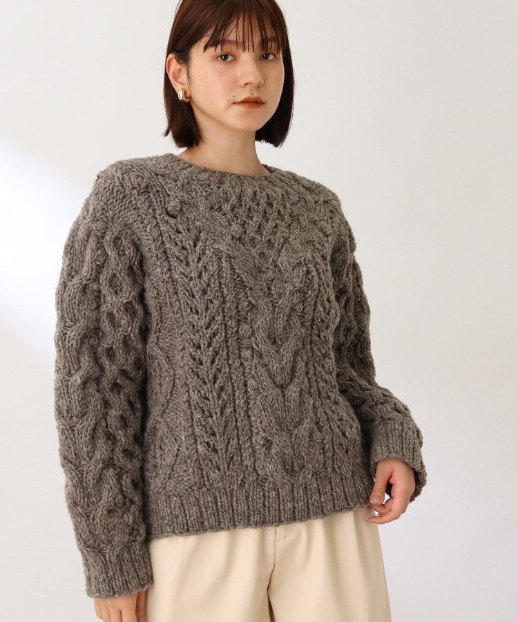 ザ ショップ ティーケー（ウィメン）(THE SHOP TK(Women))の◆【NEPAL HAND KNIT】ケーブルニット ブラウン(042)