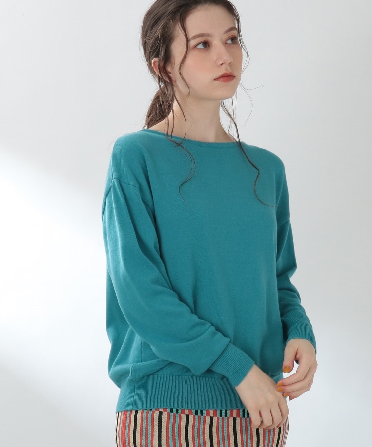 ザ ショップ ティーケー（ウィメン）(THE SHOP TK(Women))の◆【前後2way/オーガニックコットン】ベーシックニット ブルー(092)