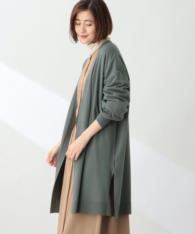 THE SHOP TK【美ライン】ニットロングカーディガン ボーダー