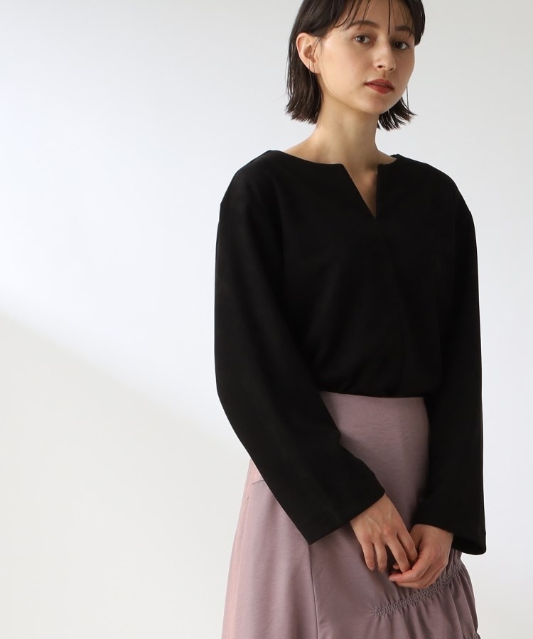 ザ ショップ ティーケー（ウィメン）(THE SHOP TK(Women))の◆【起毛/スウェードタッチ】キーネックチュニック ブラック(019)